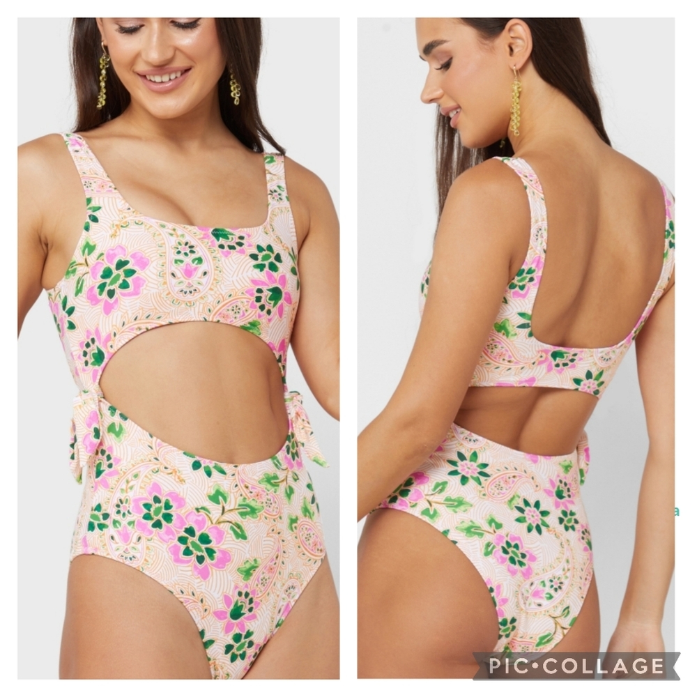 Aerie One Piece Cheeky Cutout Floral Swimsuit